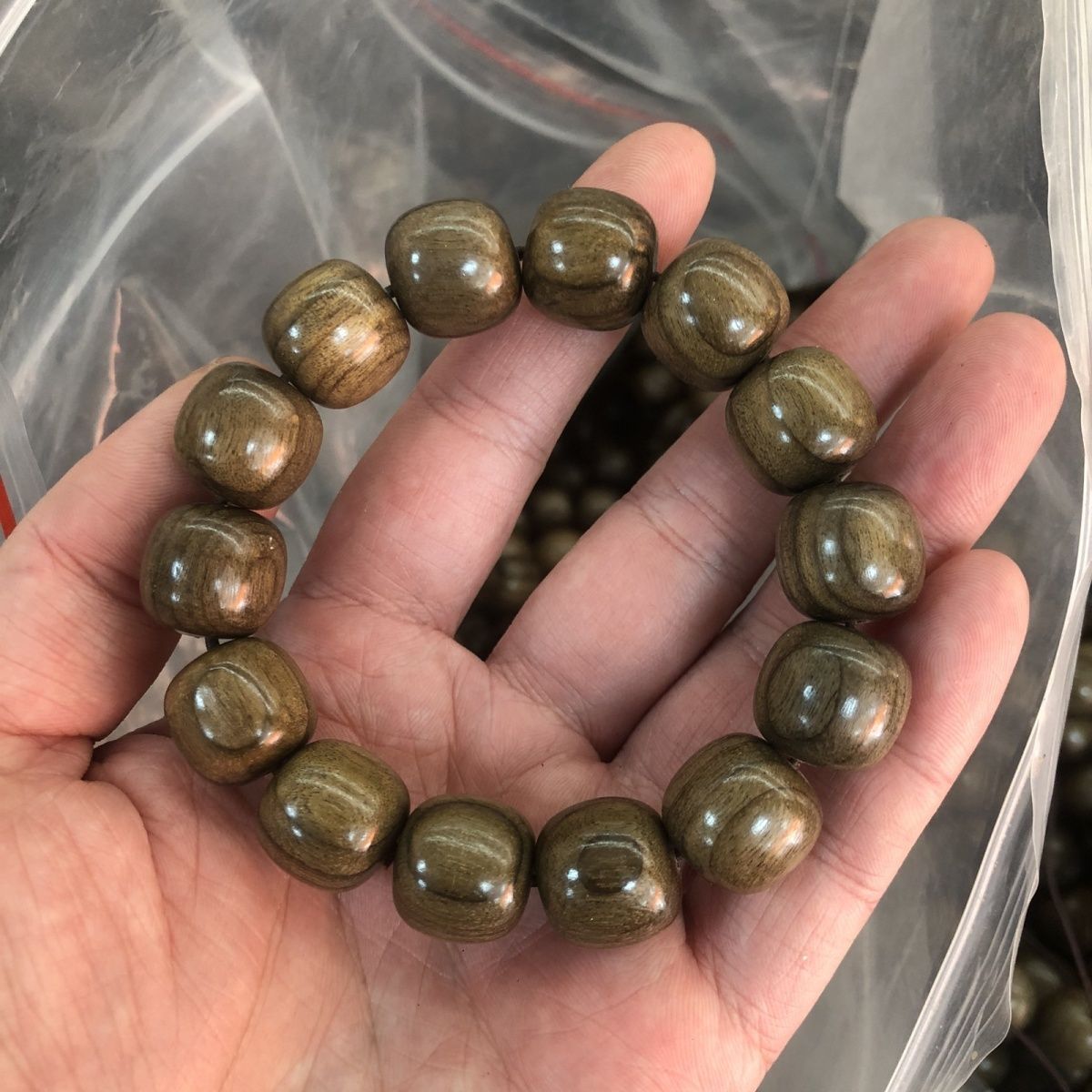 精品阴沉木乌木金丝楠绿料老型珠单圈手串佛珠手链文玩男士款