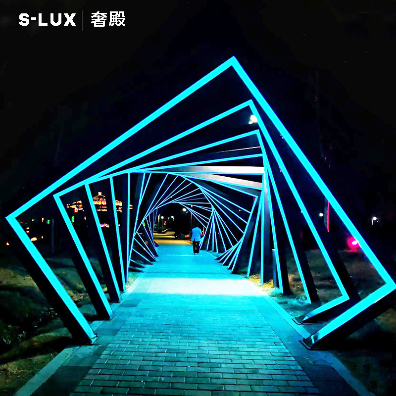 led时光隧道灯公园网红打卡发光迎宾拱门灯美陈亮化户外景观灯
