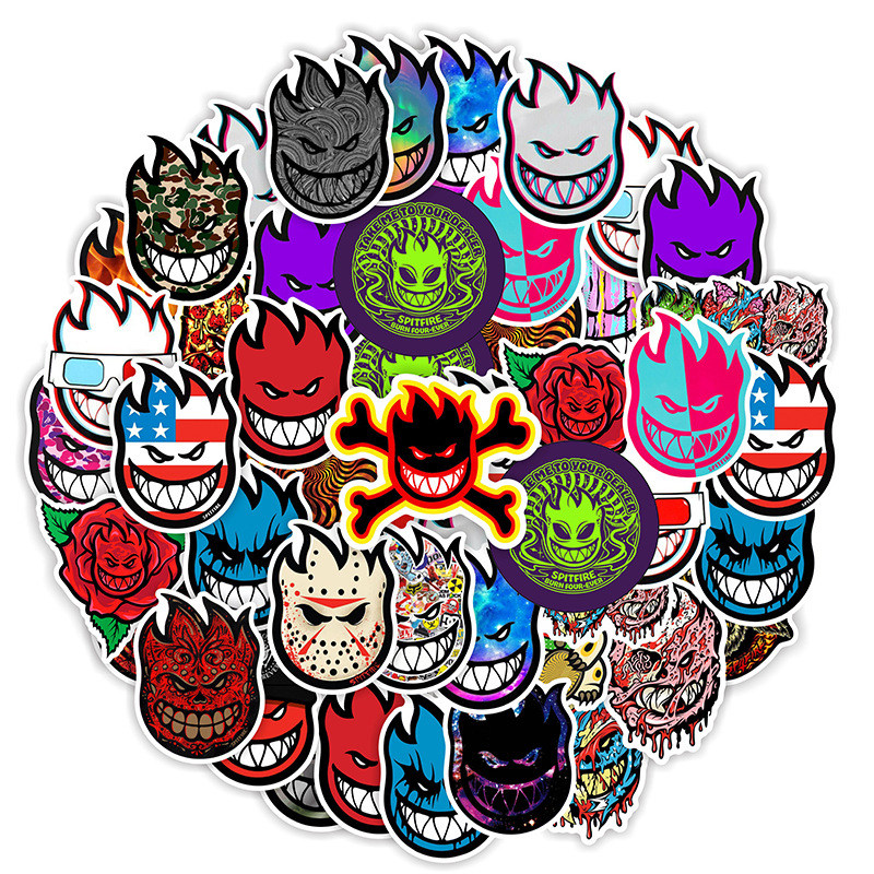 新款小火人50张哑膜贴纸亚马逊热 卖行李箱机车滑板装饰潮人贴画