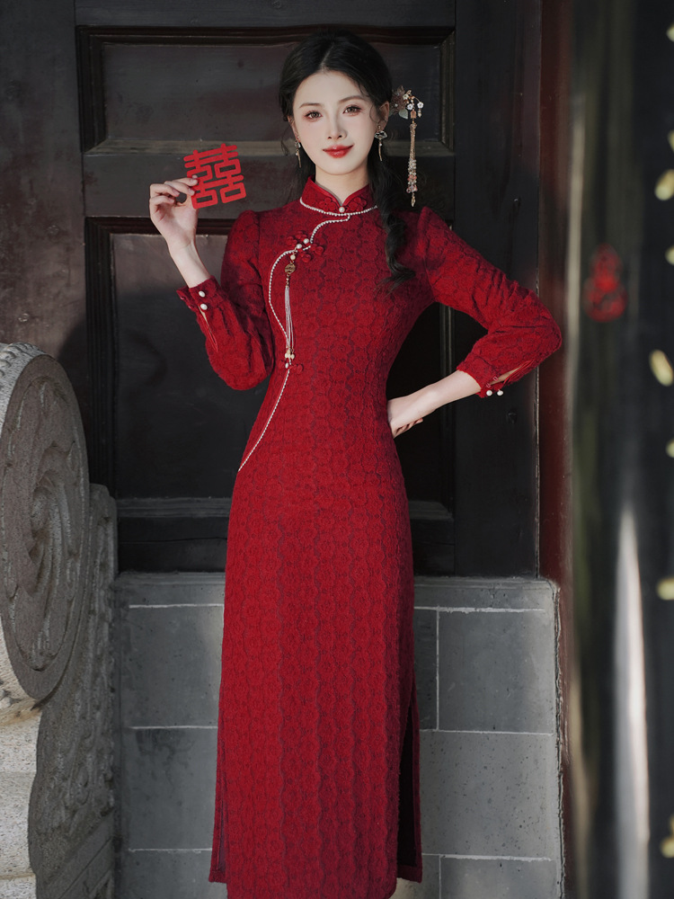 新中式国风新娘礼服婚宴敬酒服年轻款红色加绒加厚