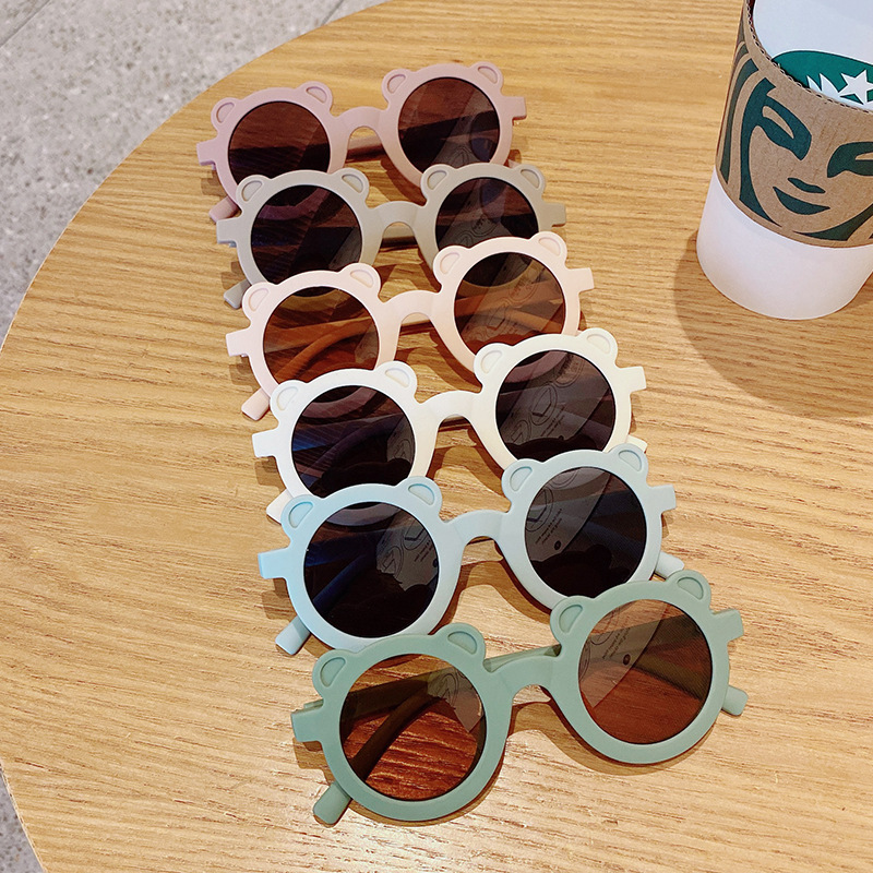 New Sun Shade Vintage round Frame Kid's Eyewear Street Shot Korean Sunglasses Frosted Frame Boys and Girls Sunglasses Wholesale