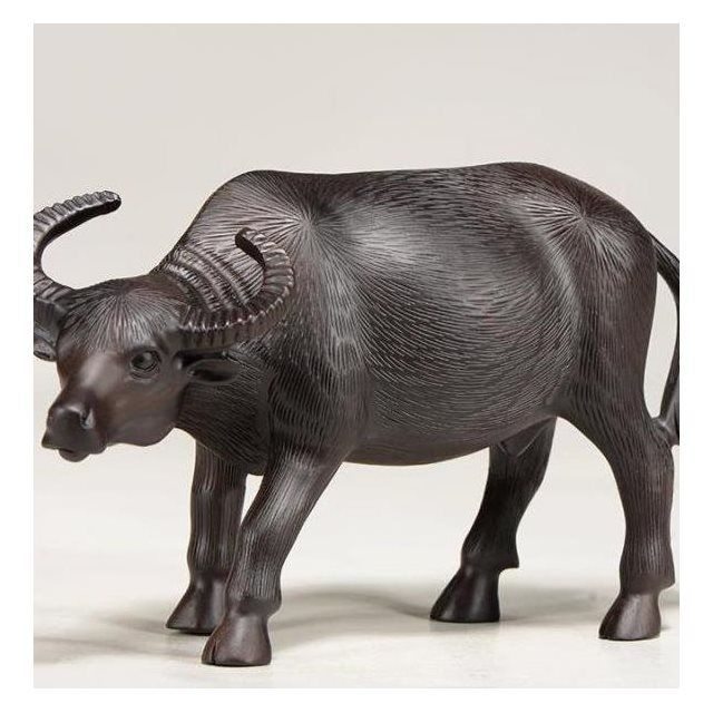黑檀实木雕刻水牛摆件木头根雕十二生肖春耕牛家居客厅装饰工艺品