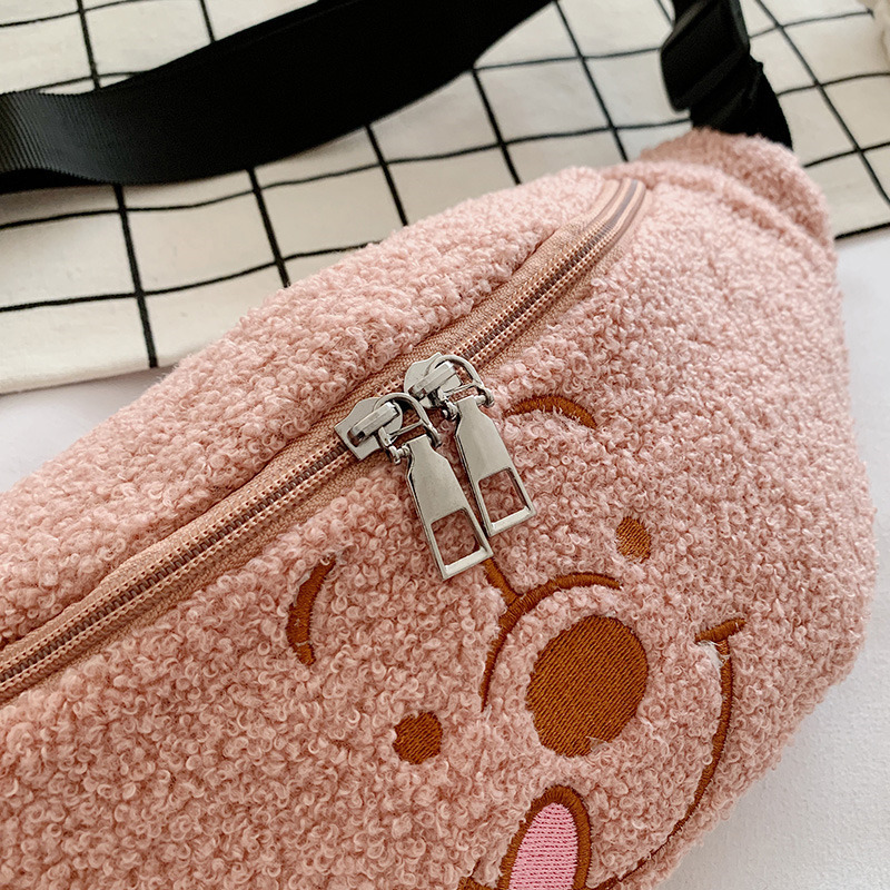 Fashion Simple Dumpling Bag 2021 Autumn and Winter New Shoulder Bag Slanted Chest Bag Cartoon Waist Bag Plush Casual Women's Bag