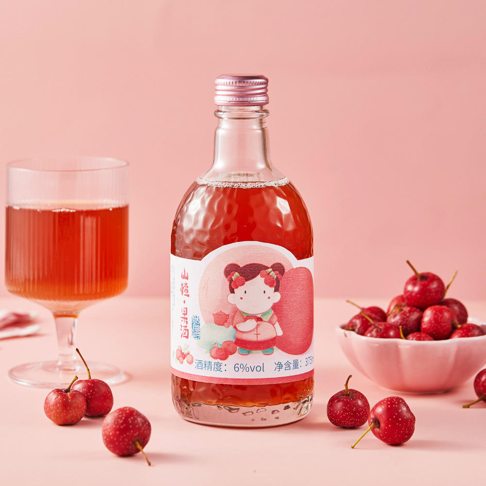 定制果酒375ml 山楂果酒发酵酒 酸甜可口 低度微醺  质优原料 6度