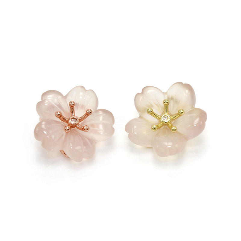 日本 粉色樱—花粉晶玉髓手链手绳项链吊坠桃花银镀玫瑰金礼物女