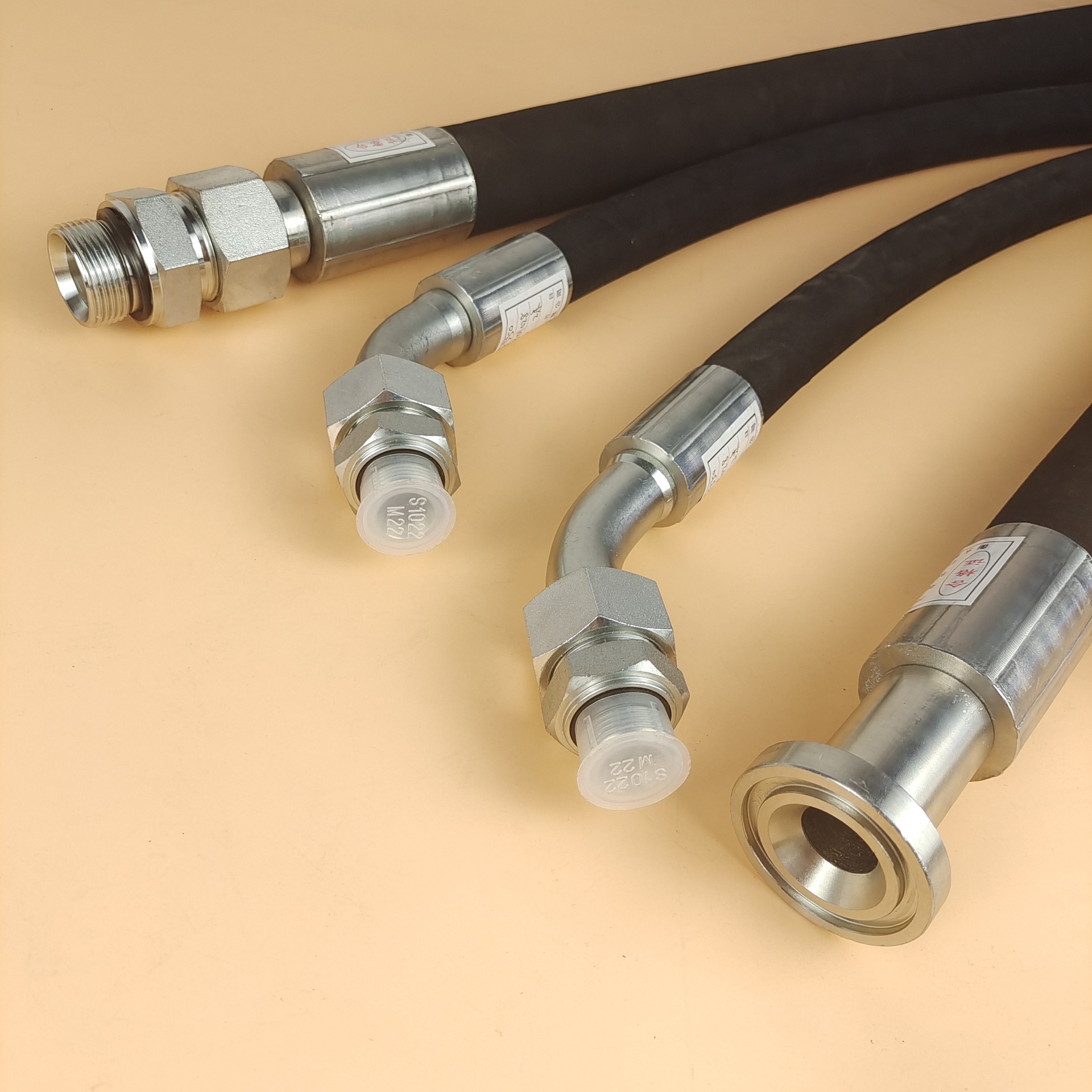 厂家订做钢丝编织液压胶管 黑色液压油管总成 工程机械高压油管