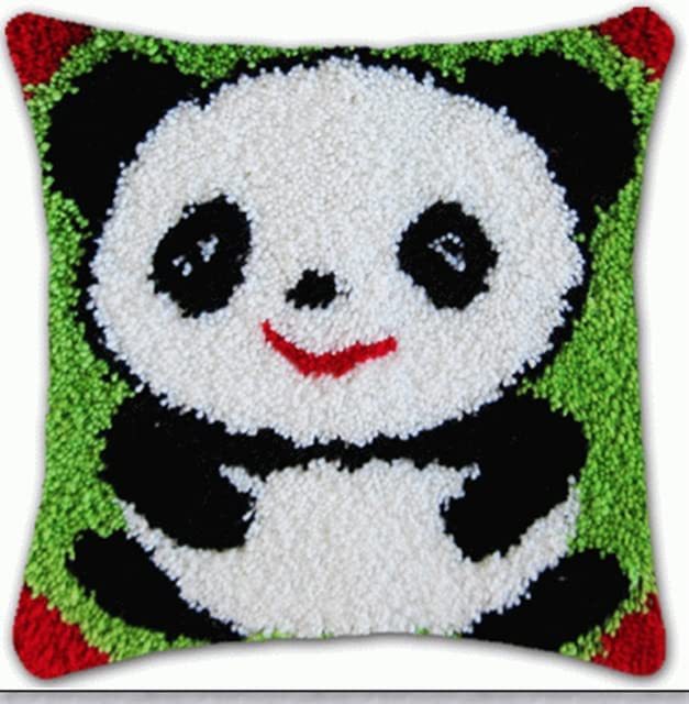 段段绣抱枕diy十字绣地毯绣段段绣毛线绣 可爱小熊猫图片花纹