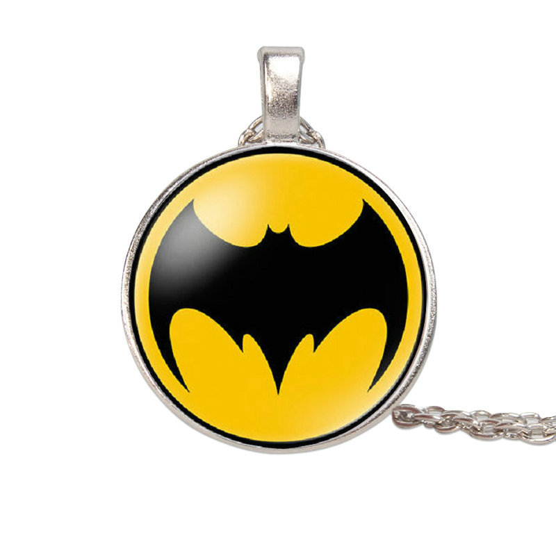 跨境新品漫威系列美国队长超人侠蝙蝠侠徽章时光宝石银色吊坠项链