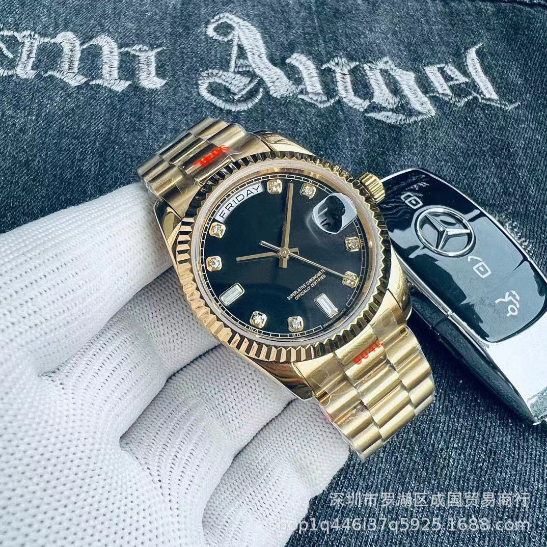 劳家日志星期日历型系列手表黑冰糖,烟熏绿经典爆款男士机械手表