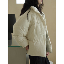 冬季新款韩版复古时髦条纹面包棉服休闲短款宽松休闲棉衣外套女厚