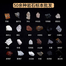 50种岩石标本原石批发火山岩磁铁矿石墨变云母浮石花岗岩玄武岩