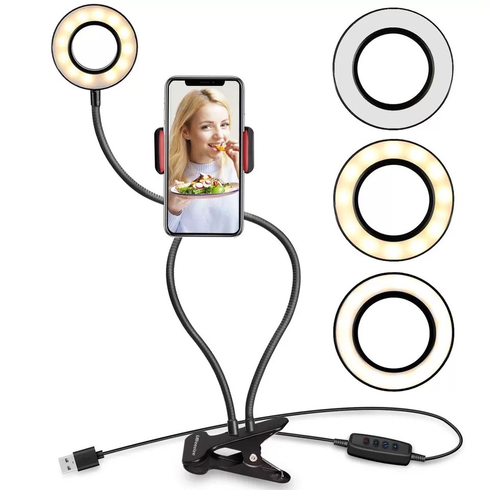 Mobile Live Streaming Stabilizer Fill Light Led Universal Hose Eye Protection Table Lamp Desktop Phone 2-in-1 Bracket