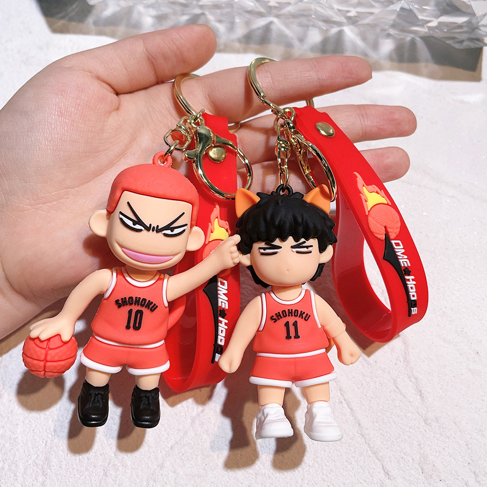 Japanese Slam Dunk Basketball Keychain Rukawa Kaede Hanamichi Sakuragi Car Shape School Bag Pendant Small Gift Wholesale