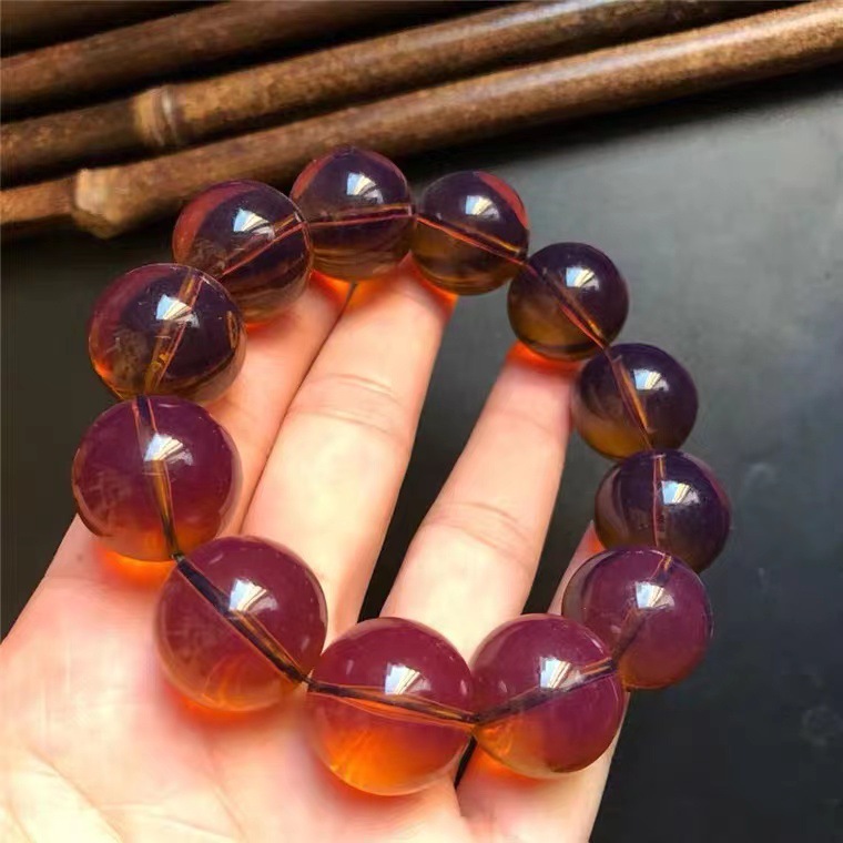 缅甸茶珀净水手串108颗手链变色紫罗兰毛衣链单圈念珠直播货源