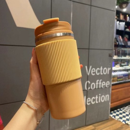 Double-Layer Vacuum Cup Stainless Steel Office Coffee Cup Large Diameter Car Men and Women Student Minimalist Portable Cup