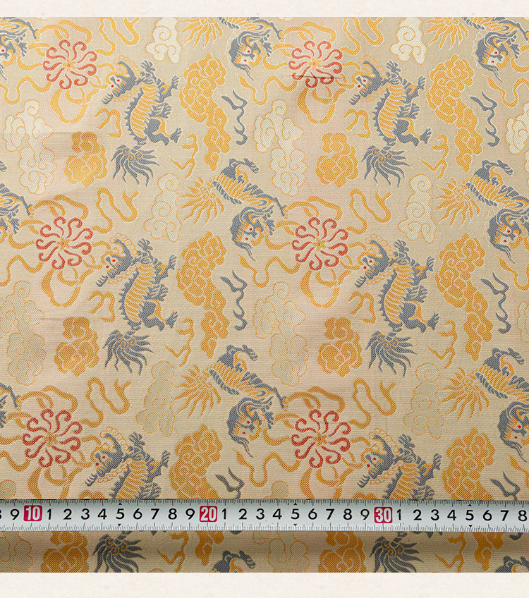 中国古代丝绸传统麒麟花纹宋锦旗袍汉服布料