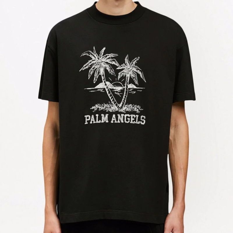 palm angels 棕榈天使线描棕树印花欧美潮设计师品牌短袖圆领t恤