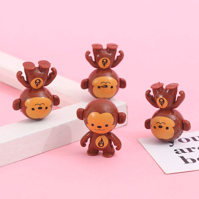 Internet Celebrity Tumbler Cartoon Small Toy Falling Rotating Stunt Little Cute Monkey Capsule Toy Promotional Gifts Can Be Sent on Behalf