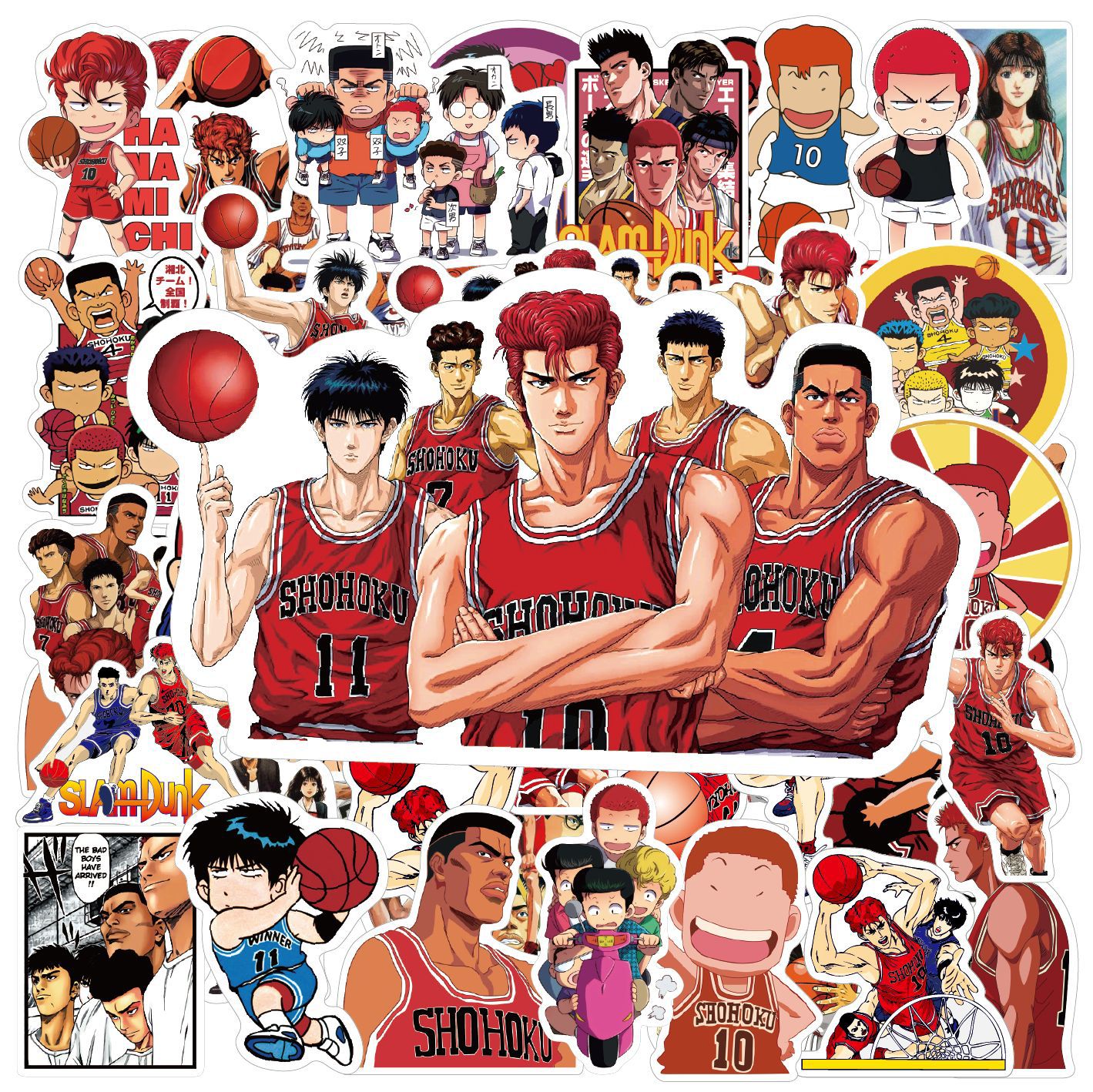 50张灌篮高手贴纸行李箱日记本diy涂鸦贴画摩托车头盔卡通pvc贴纸