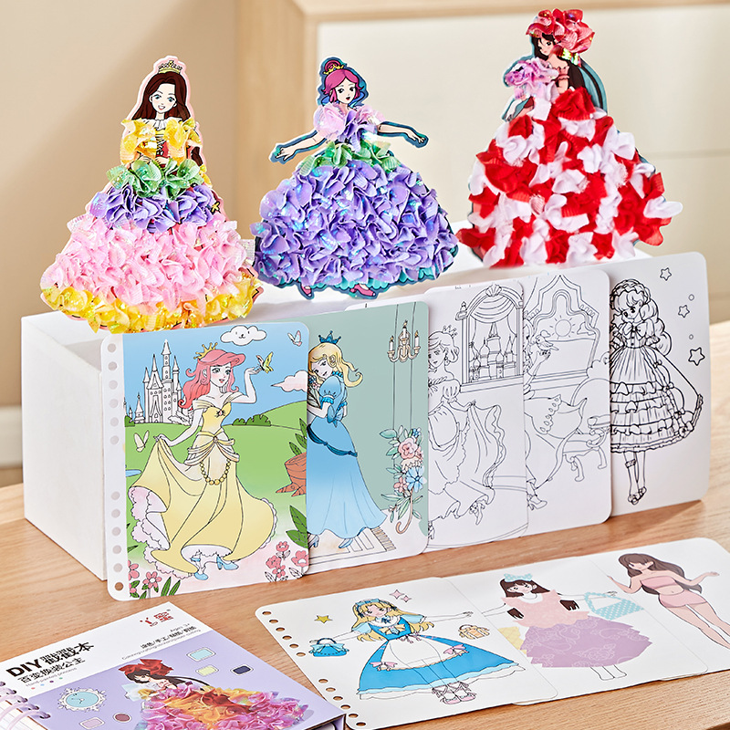 Variety Changing Princess Poke Children's Painting Handmade DIY Hand-Painted Girl Creative Stickers Ingredients Toys