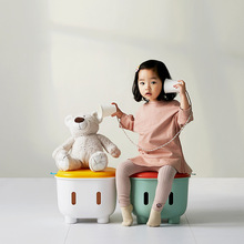 家用多功能儿童收纳凳创意双拼色宝宝玩具零食储物凳子卡通客厅凳