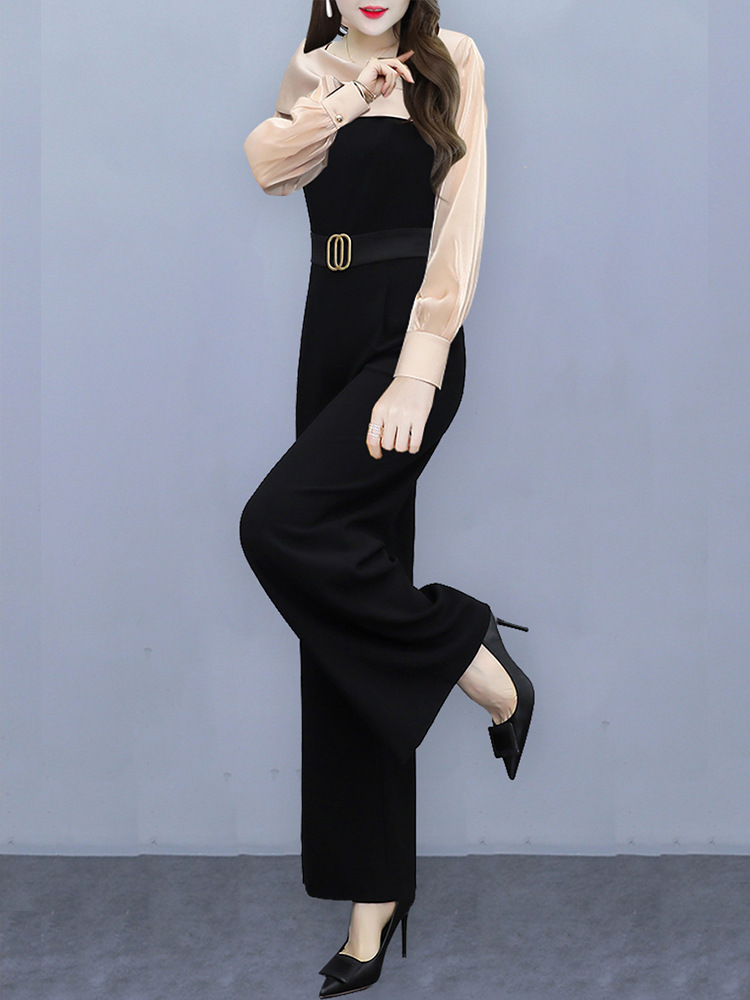 洋气垂感连体裤套装休闲时尚高腰显瘦职业阔腿连衣裤子女气质减龄