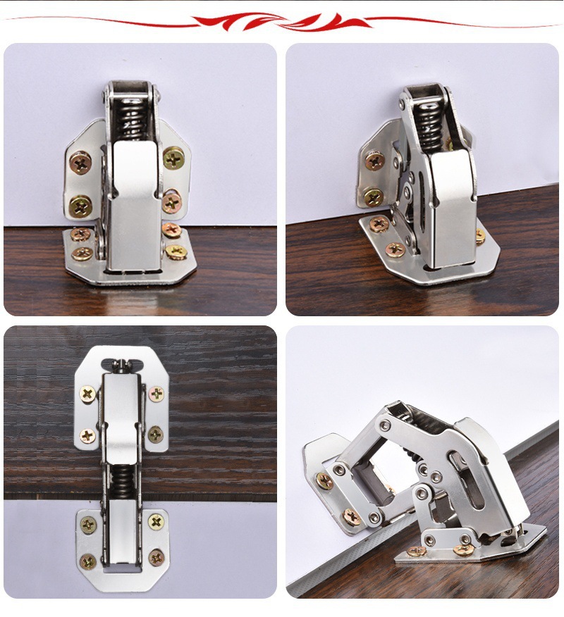 加厚简单明装橱柜桥型铰链 青蛙弹子铰链 免开孔柜门合页门铰