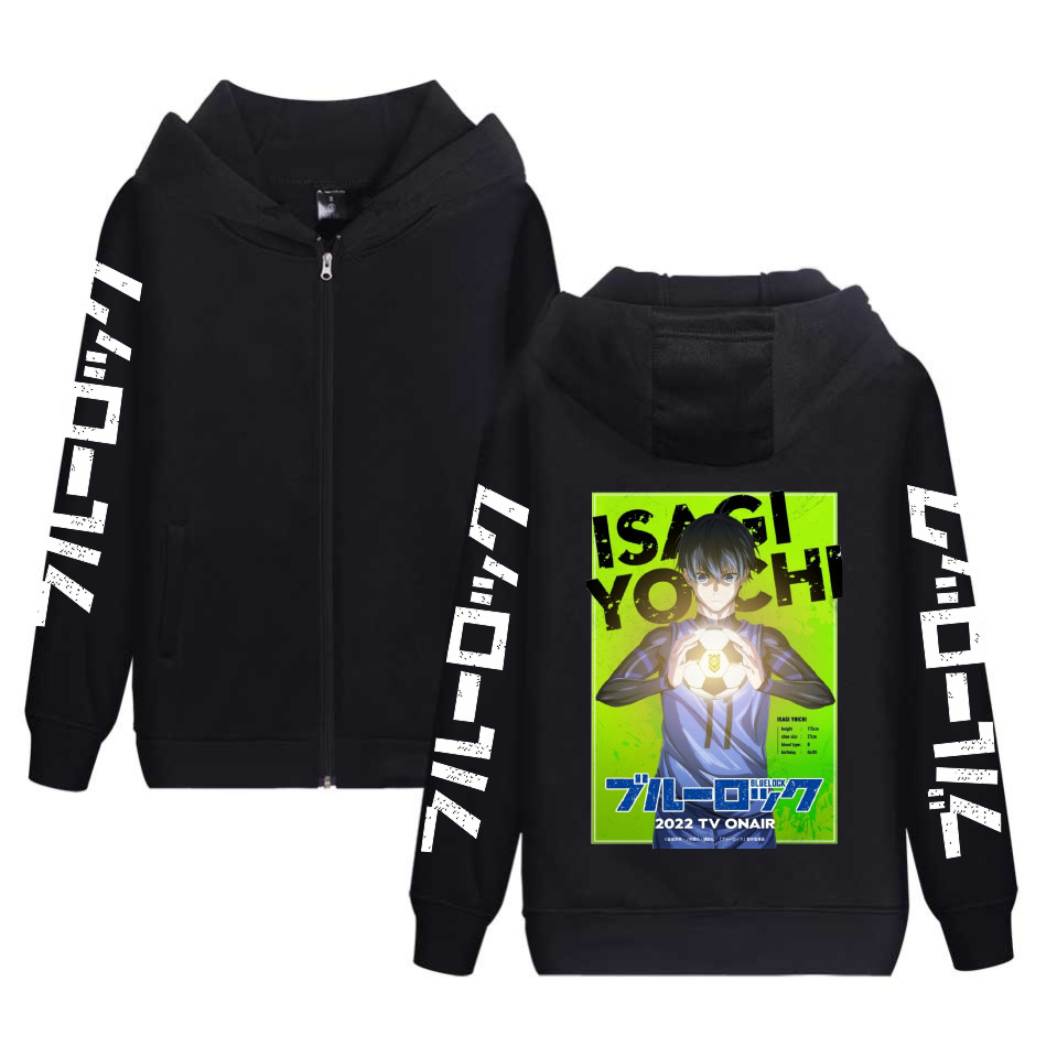 新款动漫蓝色监狱blue lock 宽松连帽拉链卫衣休闲运动帽衫男