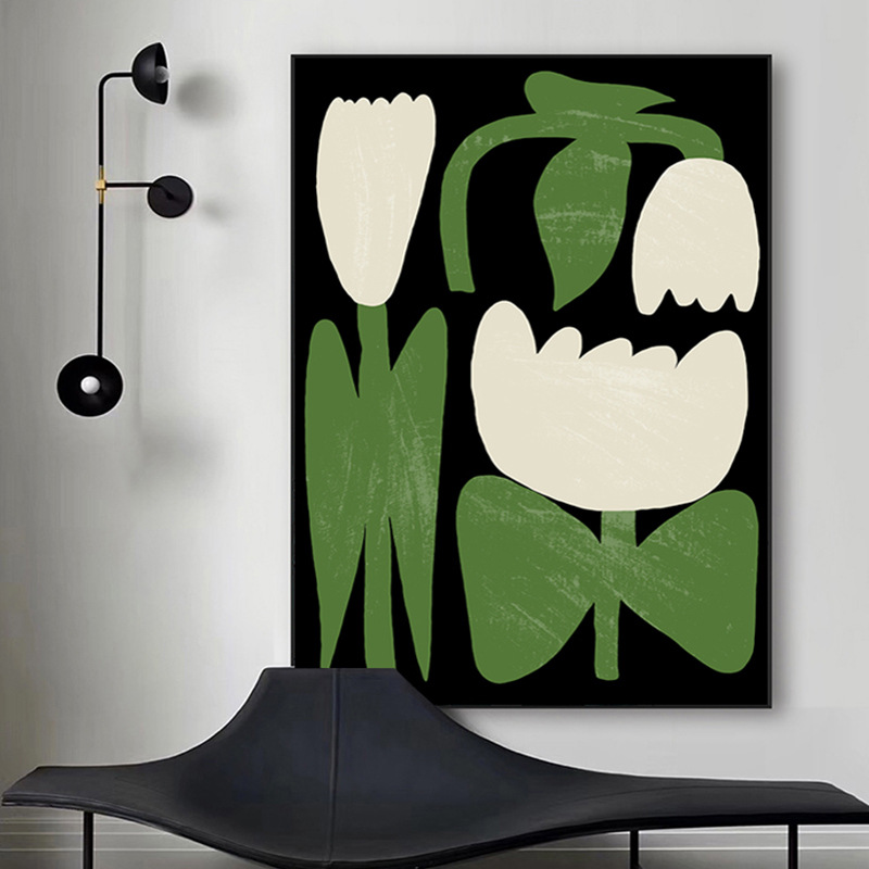 现代抽象花卉装饰画现代客厅沙发背景墙抽象大幅落地植物花朵壁画