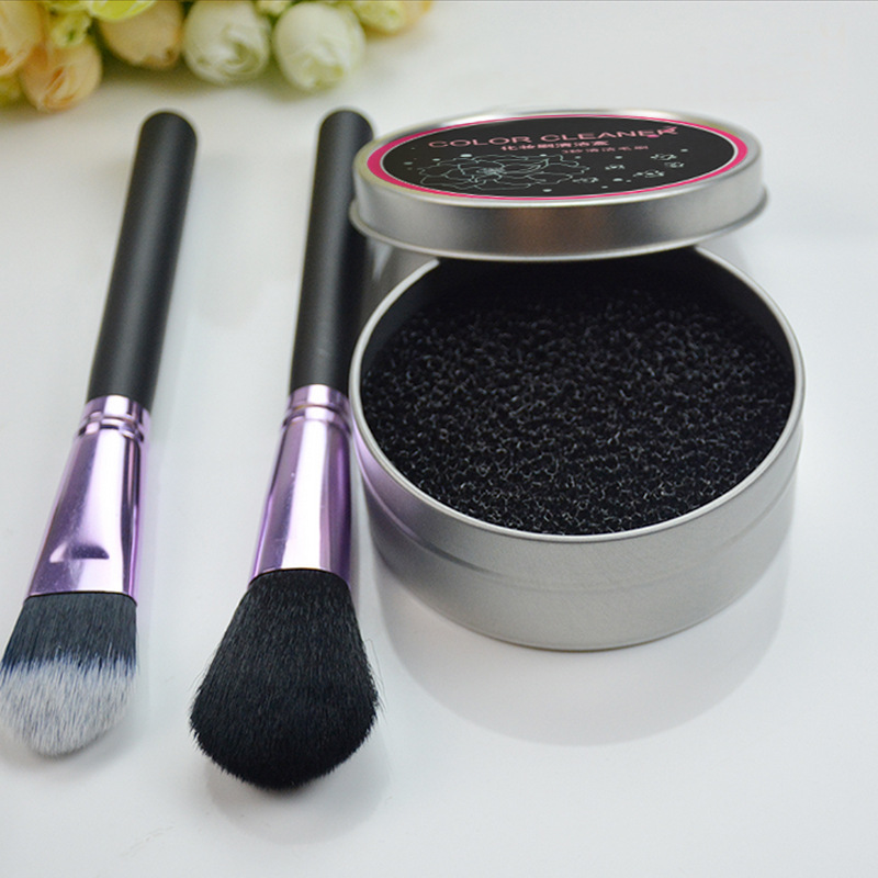 Makeup Brush Cleaning Sponge Iron Box Eye Shadow Brush Dry Cleaning Makeup Beauty Makeup Tools round Scourer Wholesale