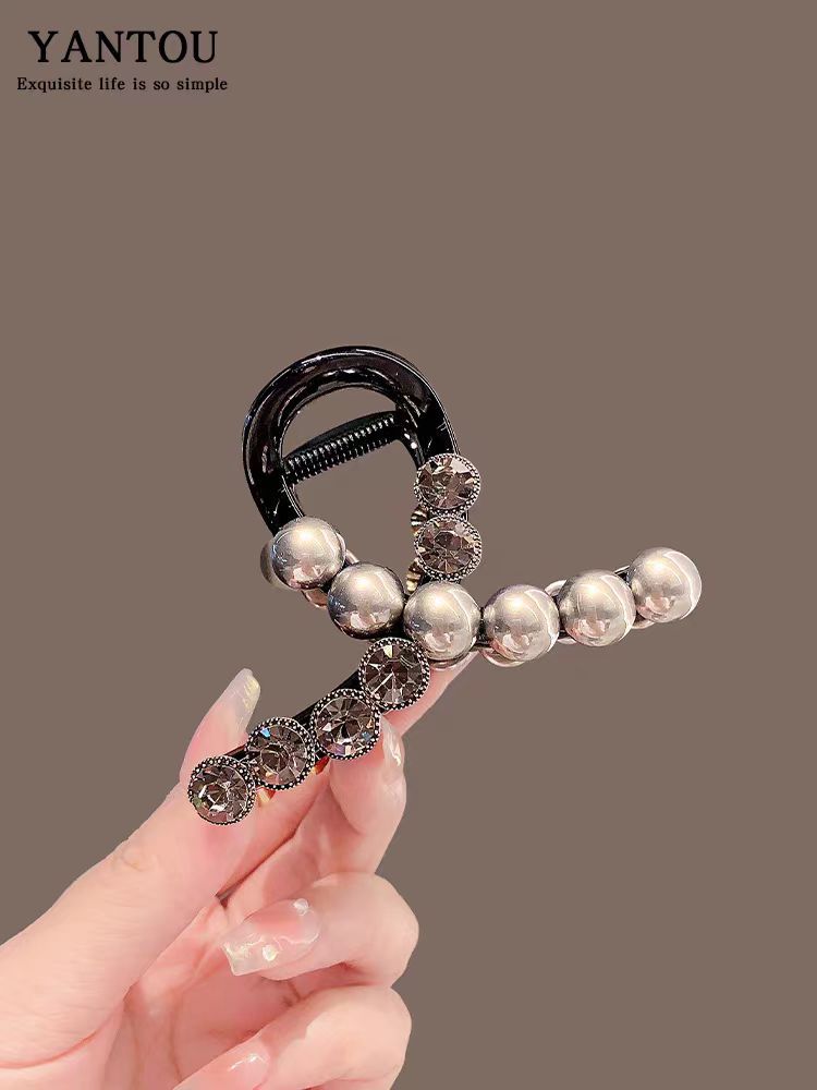 Autumn and Winter New Rhinestone Pearl Grip Best-Seller on Douyin High Ponytail Diamond Beads Barrettes Temperament Wild Hair Accessories