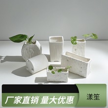 简约素烧水培白色陶瓷多肉花盆创意家居现代摆件桌面装饰绿萝花器