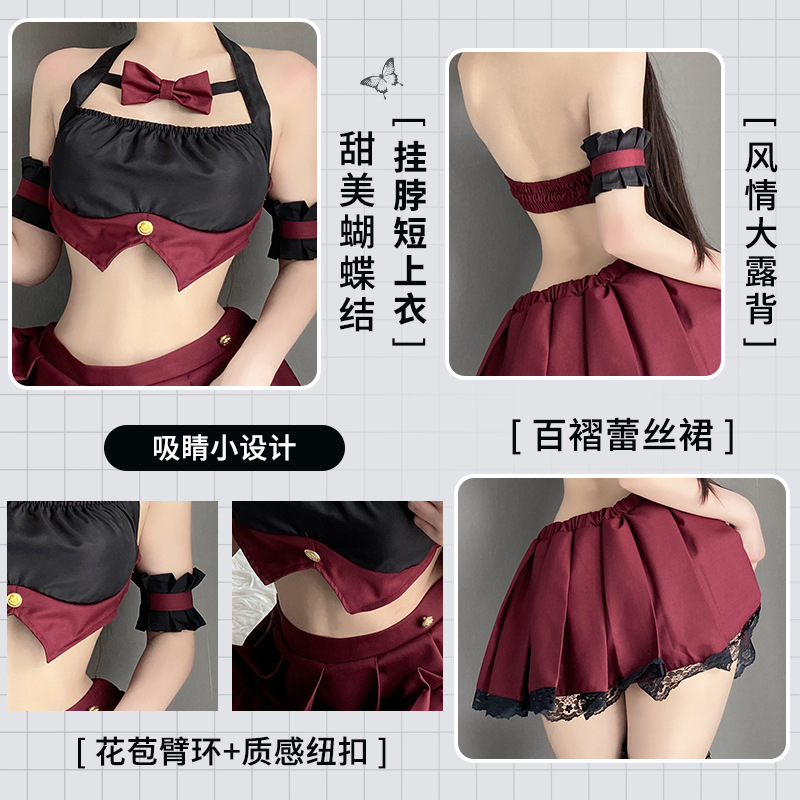 Zhixin Sexy Lingerie Sexy Halter JK Student Pleated Skirt Uniform Suit Role Playing Cute Pure Female