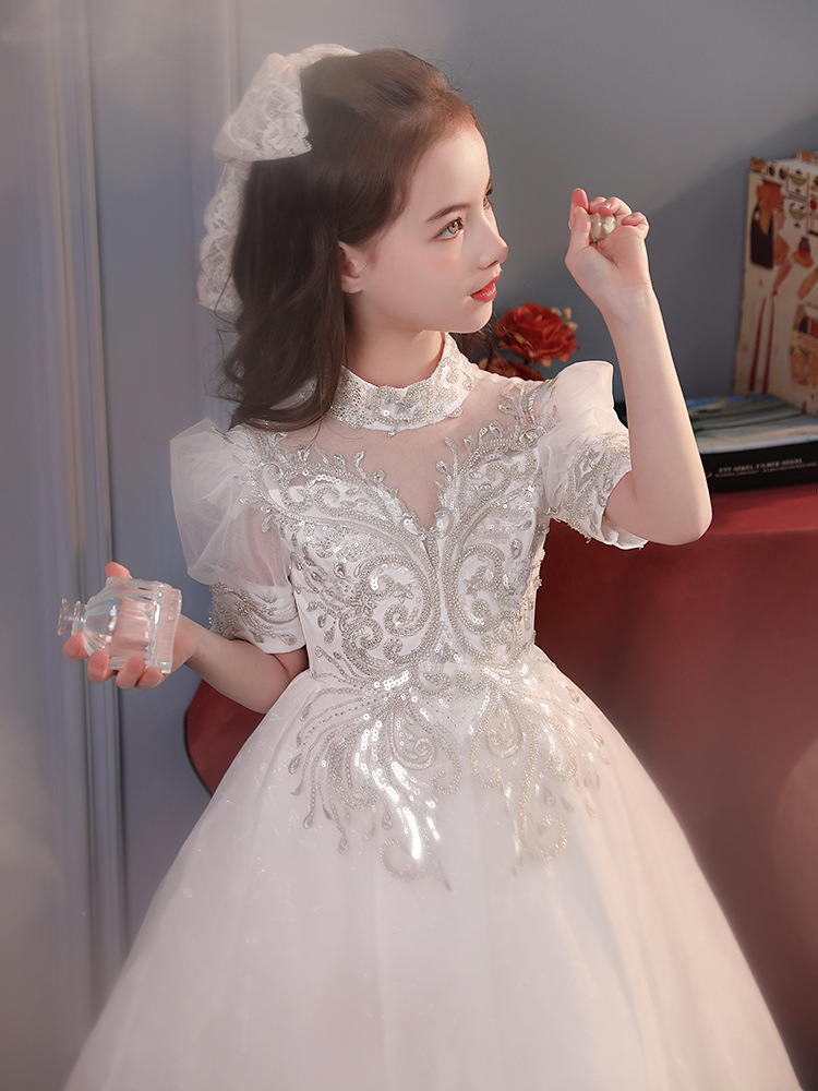 花童公主裙女童生日礼服贵族儿童婚纱小女孩主持人钢琴演出服洋气