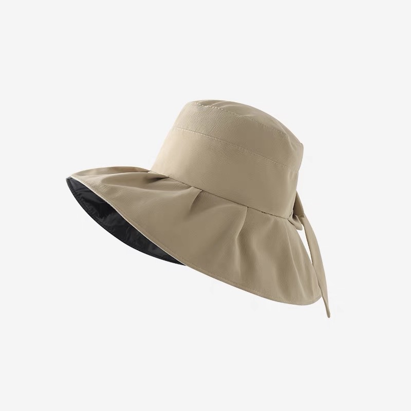 New Sun Hat Women's Summer Vinyl Uv Protection Bowknot Fisherman Hat Cover Face Big Brim Sun Hat
