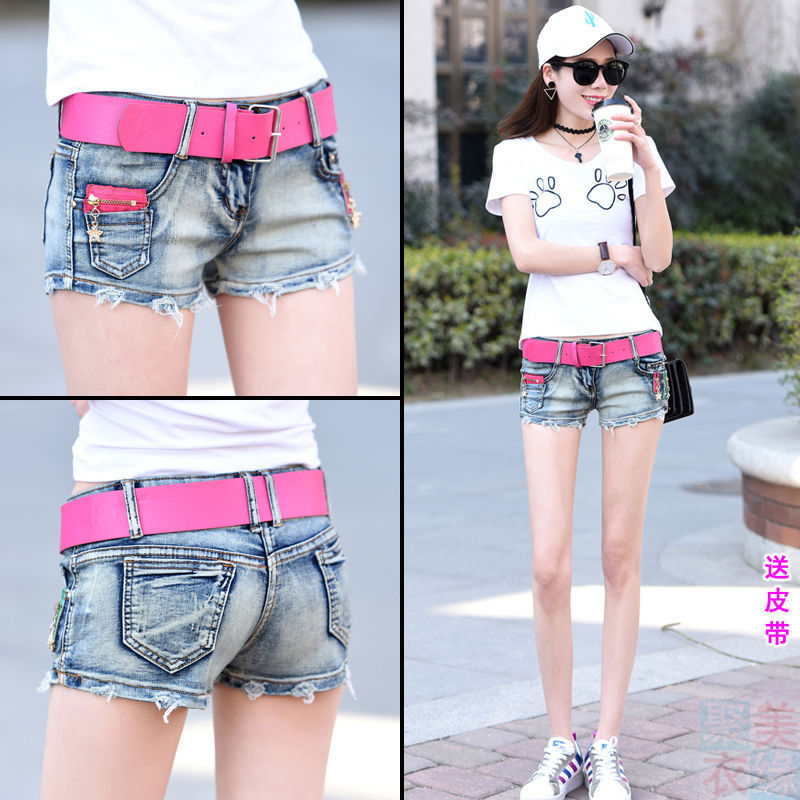 夏季新款低腰牛仔短裤女夏包臀超短紧身矮腰底腰牛子裤头牛仔裤衩