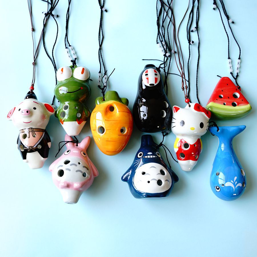 新款可爱6孔卡通龙猫陶笛夜市地摊景区货源 小号陶笛厂家直销