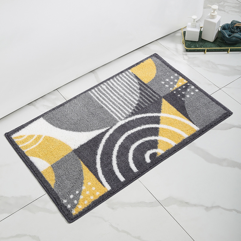 cross-border bathroom mat microfiber printing bathroom absorbent floor mat bedroom door mat non-slip mat flocking waterproof carpet