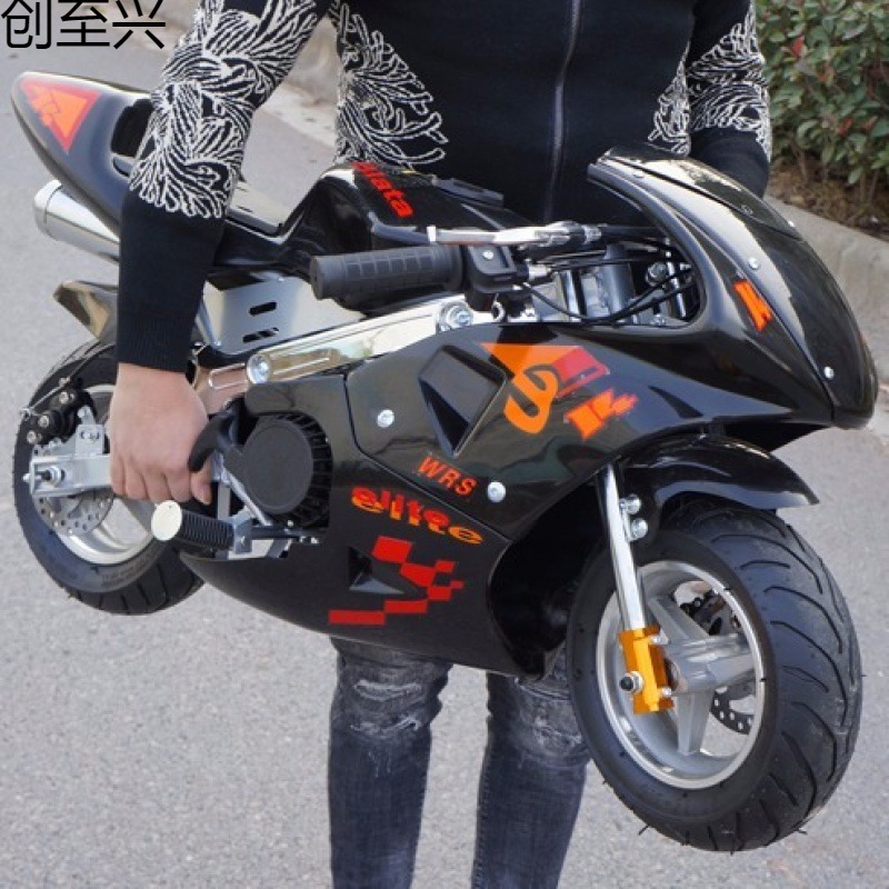 混合油电动机车二摩托车油机汽油四迷你儿童冲托车49cc混合小跑摩