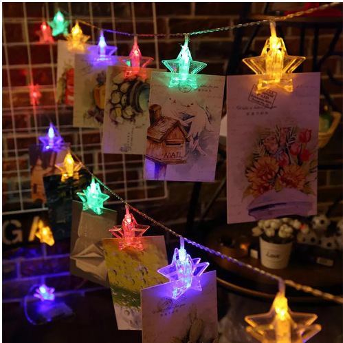 LED Photo Clip Lighting Chain Creative Wedding Romantic Confession Photo Wall Christmas Festival Indoor Decoration Colored String Lights