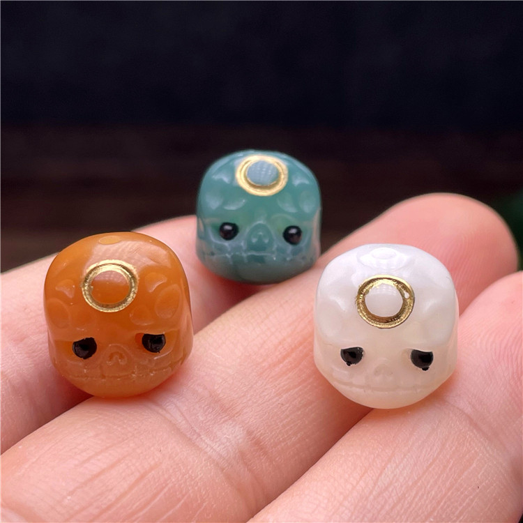 阴皮菩提根雕刻阿呆 绿菩提阿呆镶嵌眼睛饰品配饰批发