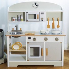 新款木制冰箱厨房F儿童过家家模仿做饭宝宝厨具日式增高厨房玩具