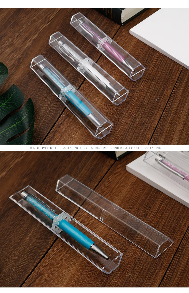 透明笔盒六角形塑料笔盒 水晶笔礼品盒 包装盒子定制logo可印刷