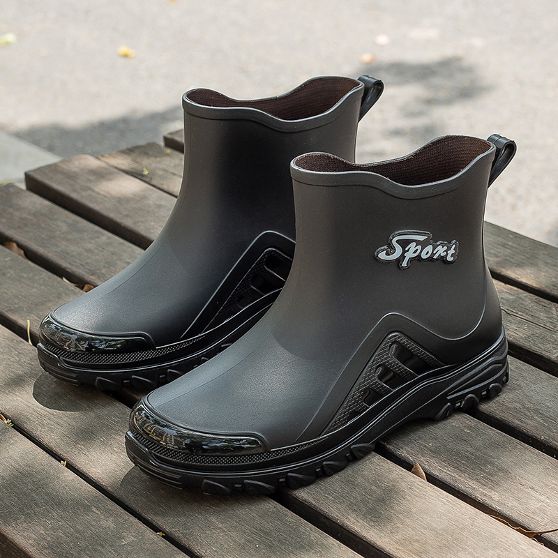2023 Korean Style Fashion Short Men's Casual Rain Boots New 558 Men's Low-Cut Fleece-Lined Warm Rain Shoes