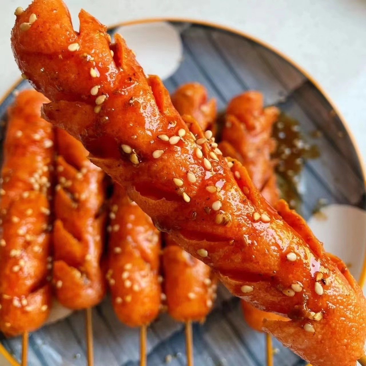 夫宇淀粉肠街头炸肠煎烤肠路边摊面肠铁板肠火腿肠商用摆摊