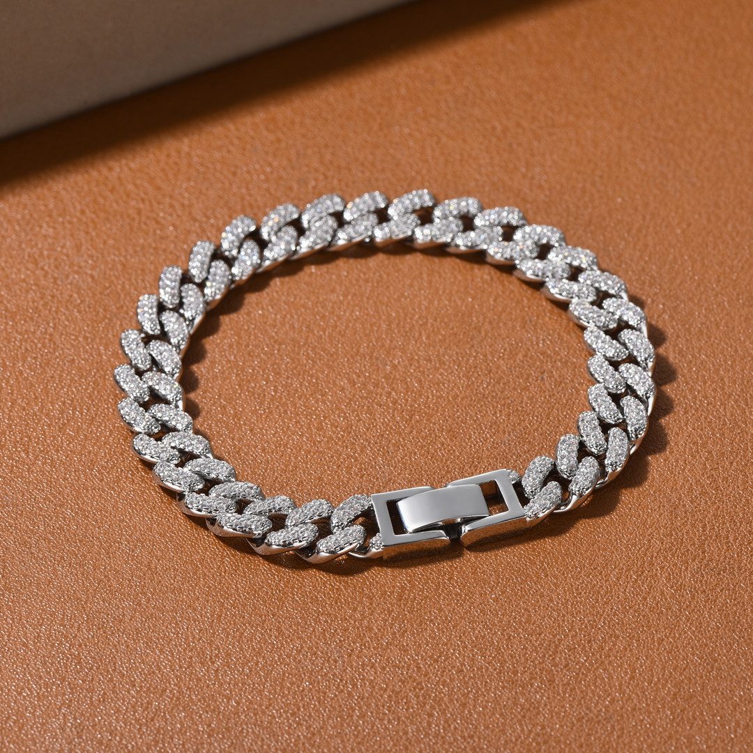 欧美轻奢精致感满满铜镀白金镶嵌满钻小众设计气质简约潮流手链女