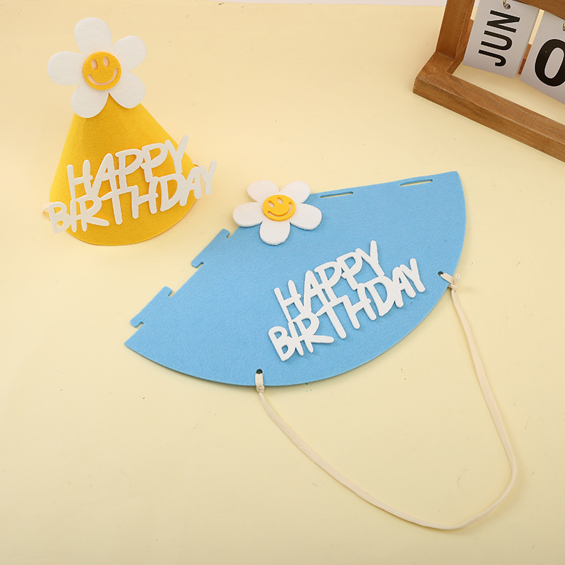 Korean Ins Style Creative DIY Felt Birthday Hat Children's Birthday Party Baby Full-Year Decoration Non-Woven Cap