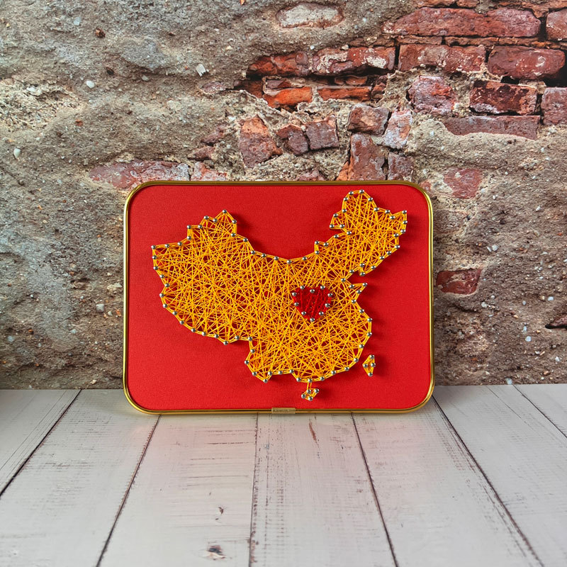 钉子绕线画爱国手工diy团建亲子暖场活动手作红色主题文化墙摆台