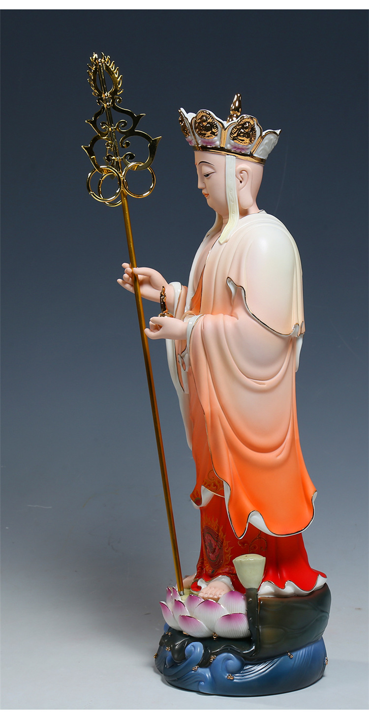 上美18吋21吋立莲娑婆三圣供奉地藏佛像地藏王菩萨像脸陶瓷摆件