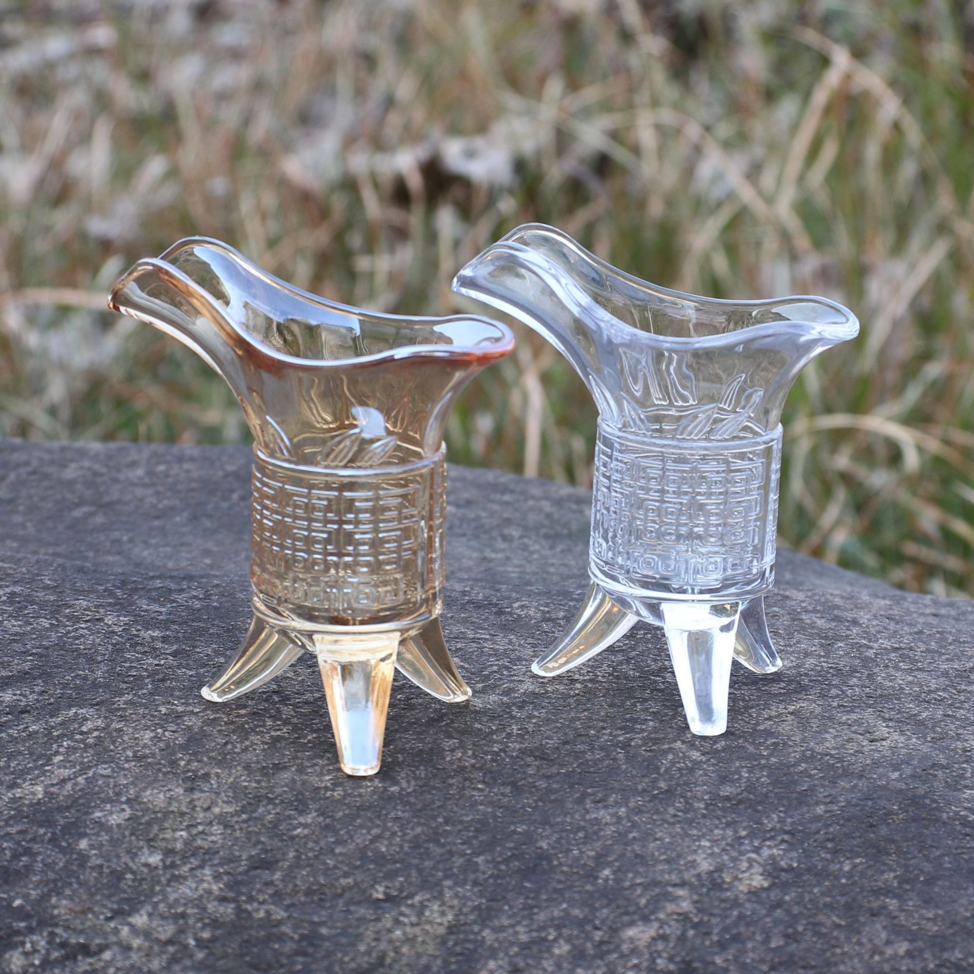 中式古典玻璃帝王杯仿古爵杯复古雕花小酒杯家用白酒杯分酒器批发